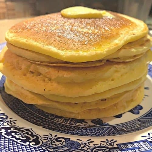 light and fluffy einkorn pancakes buttered
