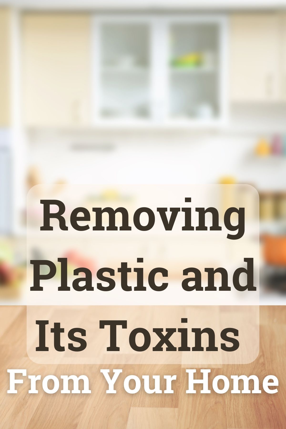 Kitchen in background of removing plastic and toxins from home starting in kitchen for PIN